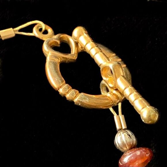 Vtg agate squares bracelet heart toggle clasp - Picture 2 of 7